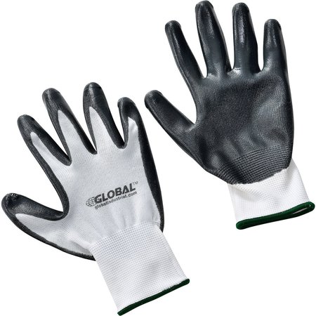 GLOBAL INDUSTRIAL Flat Nitrile Coated Gloves, White/Gray, Medium 708346M